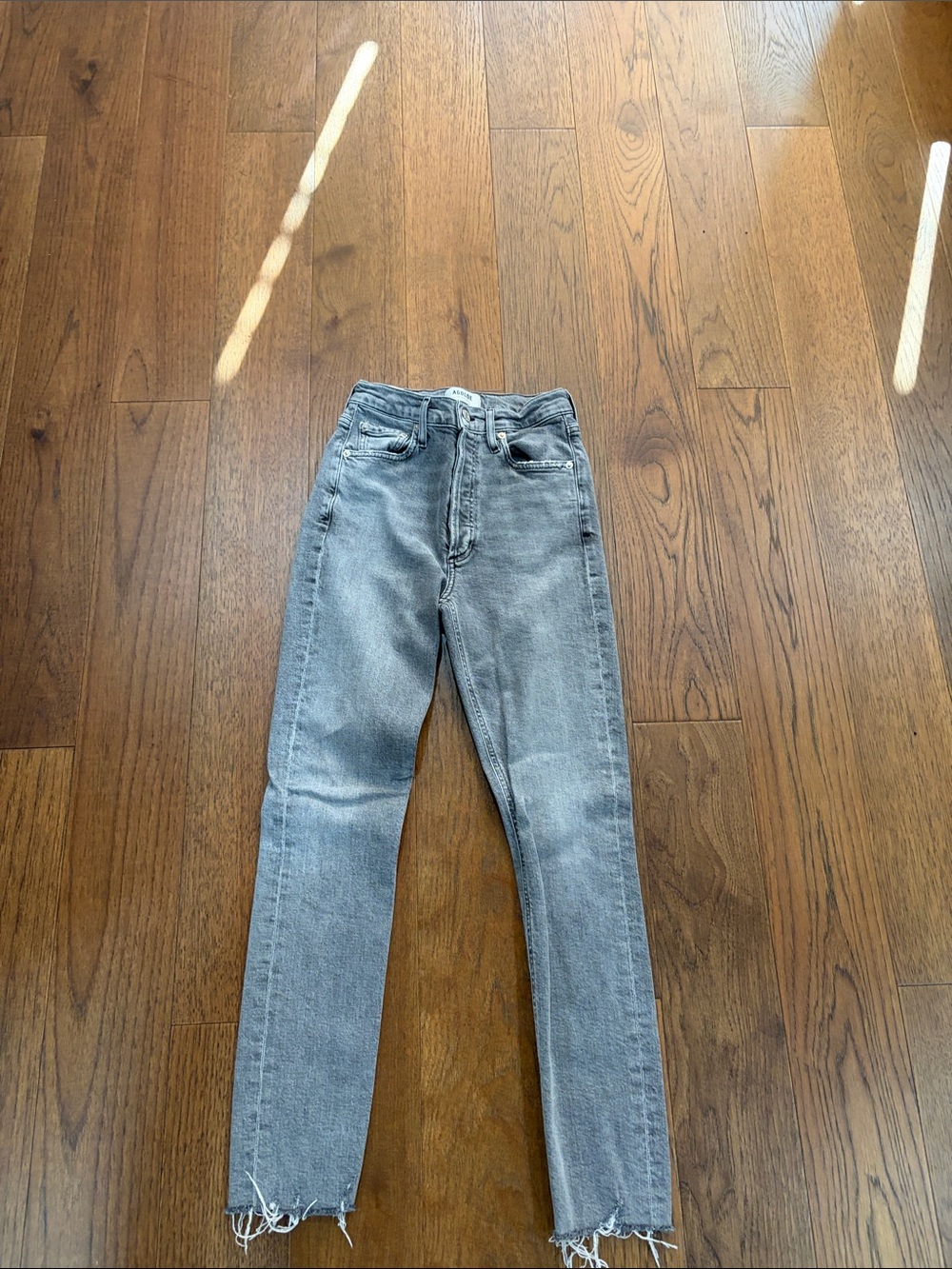 Agolde Gray Skinny Jeans with Raw Hem